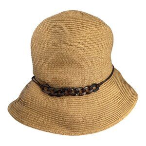 San Diego Hat Company Women’s Straw Cloche Hat Brown Chain Trim One Size